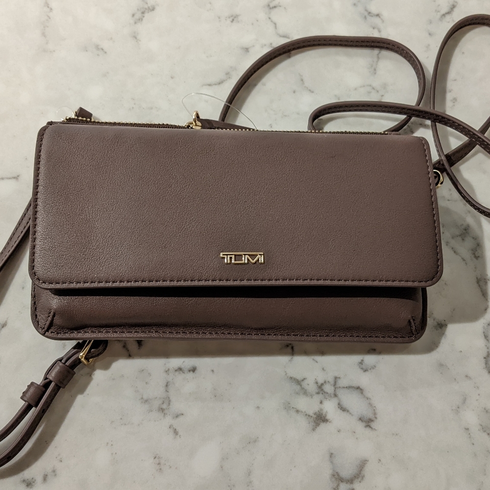 TUMI Belden Wallet Crossbody In Dark Mauve